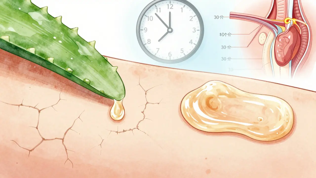 Porovnání rychlého vstřebávání aloe vera gelu a dlouhotrvajícího silikonového gelu na kůži.