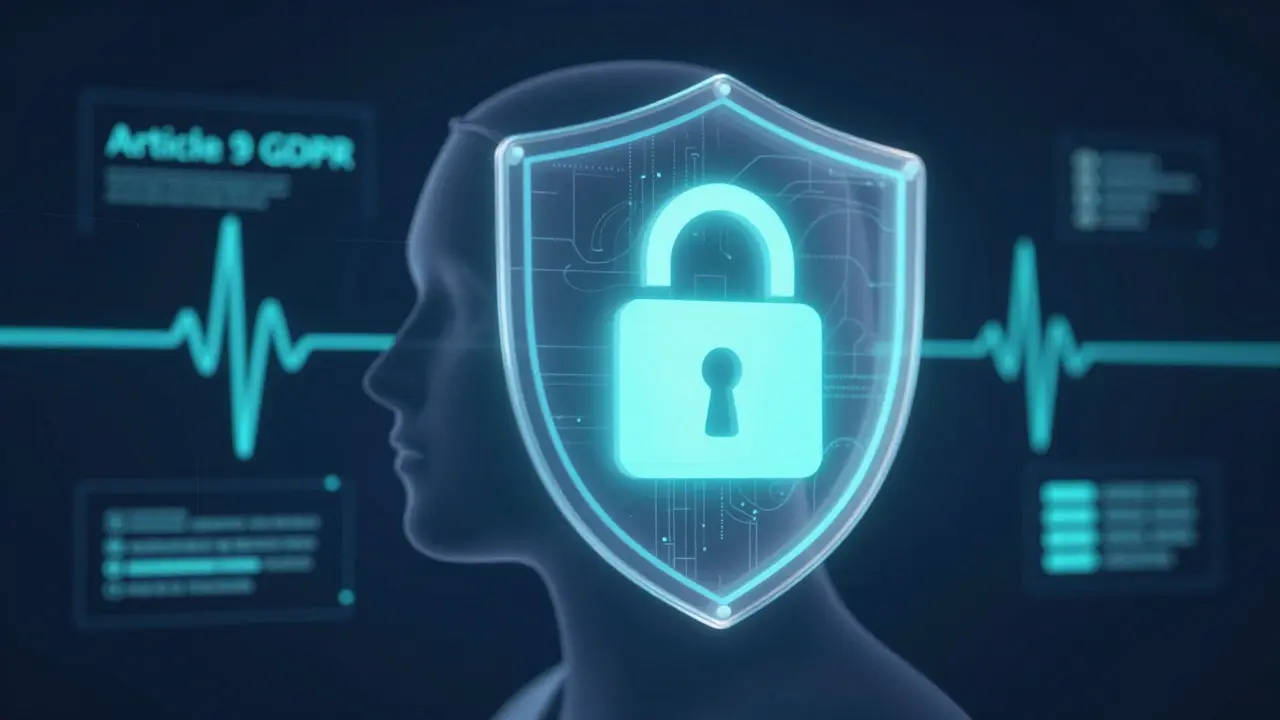 Konceptuální digitální znázornění ochranného štítu nad citlivými osobními údaji.