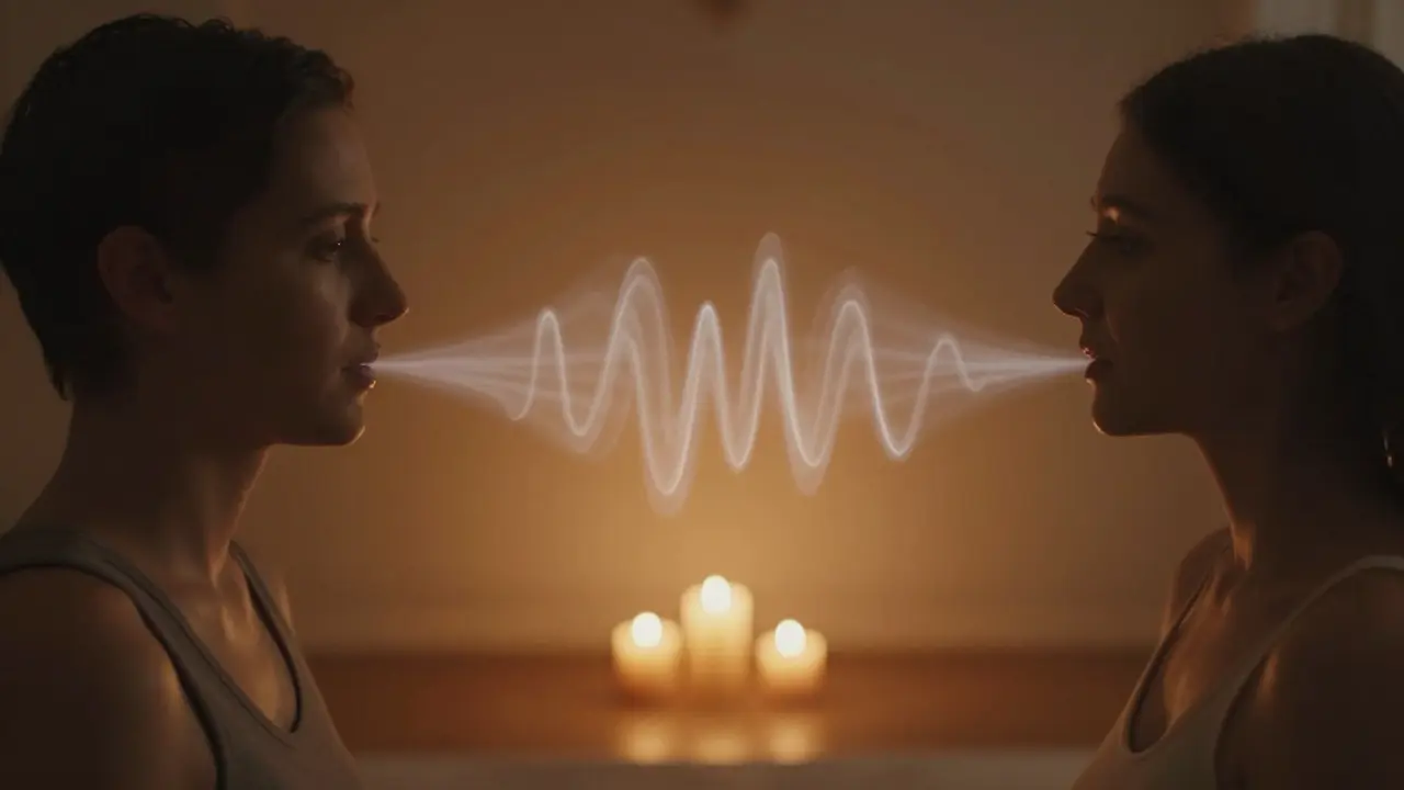 Dvě postavy synchronizované dýchání v klidné atmosféře