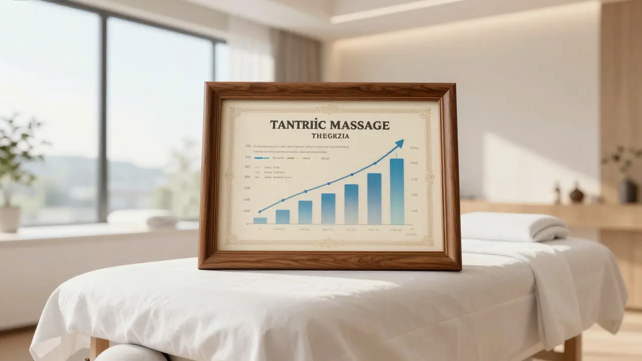 Moderní wellness místnost s motivem certifikace a růstu